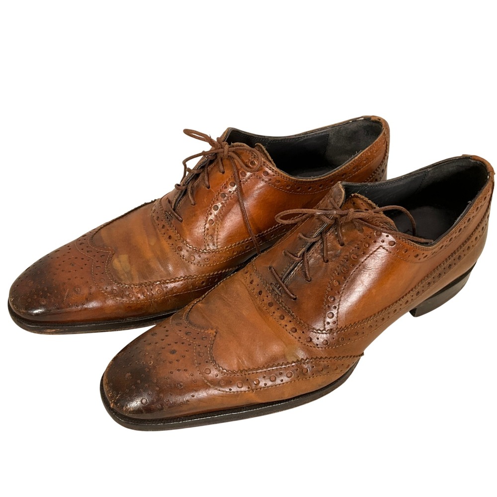 To Boot New York Adam Derrick Mens 8 Brown Leather Wingtip Oxford Dress Italy